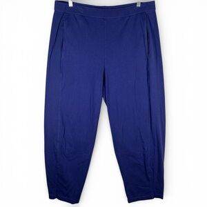 EILEEN FISHER Pants Large Organic Cotton Jersey Ankle Pull On Elastic Waist Blue